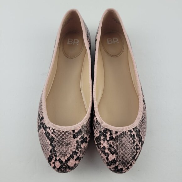 Nordstrom Bp. Bianca Blush Pink Faux Snakeskin Print Ballet Flats 6.5 - Picture 3 of 9
